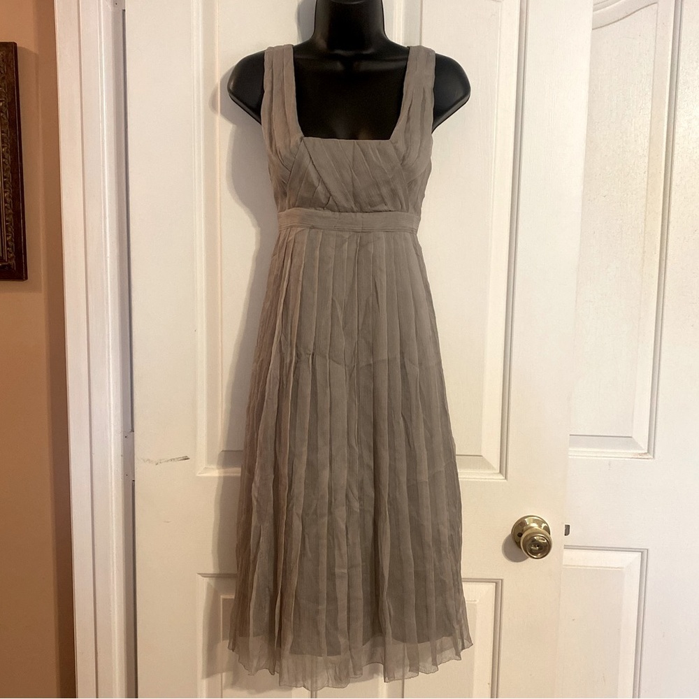 “SAJA” Silk Chiffon Pleated Dress